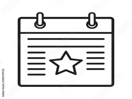 Simple black and white calendar icon with a star representing important dates