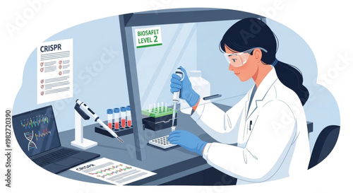 Biotech Research Scene – Scientist Performing CRISPR Gene Editing Procedure