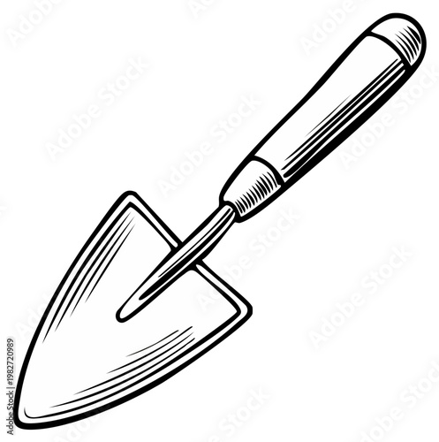 Detailed drawing of a garden trowel