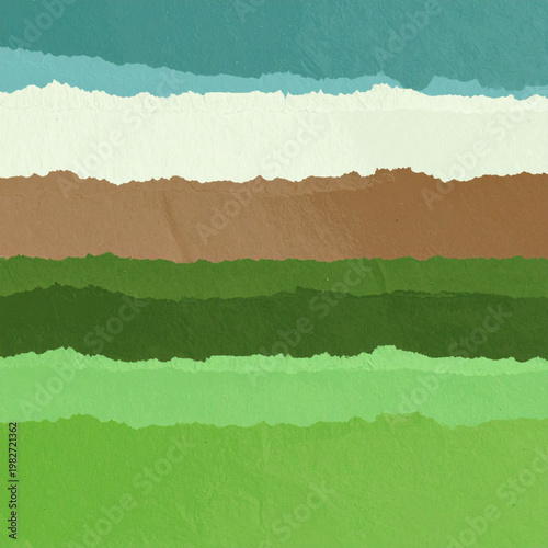 Layers of green and brown colors.