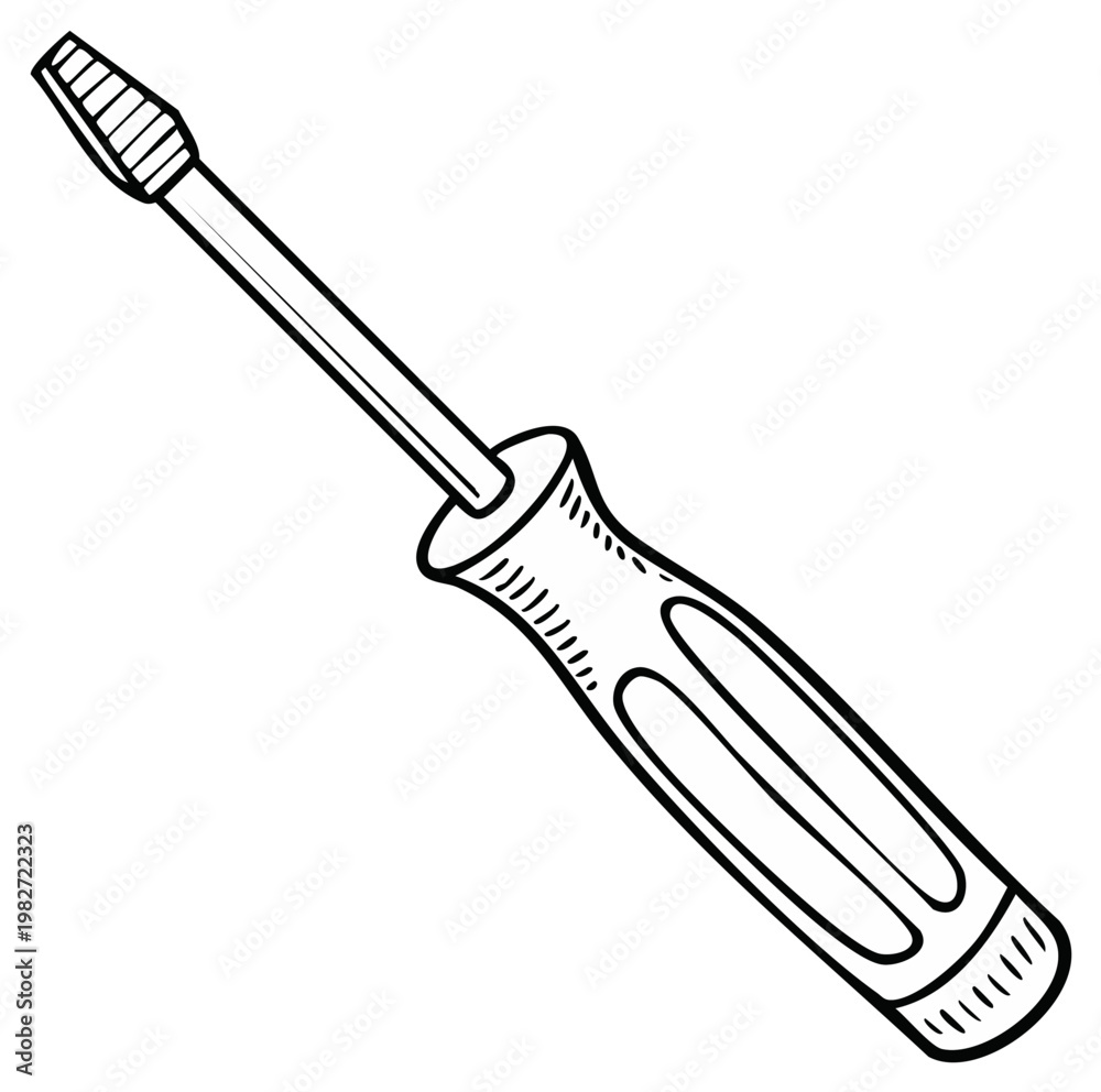 Fototapeta premium Hand Drawn Illustration of a Phillips Head Screwdriver with a Textured Handle
