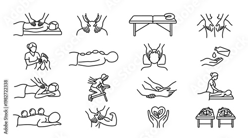 Vector Illustration of Physical Therapy Exercises and Rehabilitation Movements