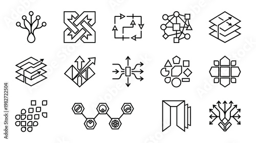 Vector Illustration of Abstract Technology Icons and Network Connections