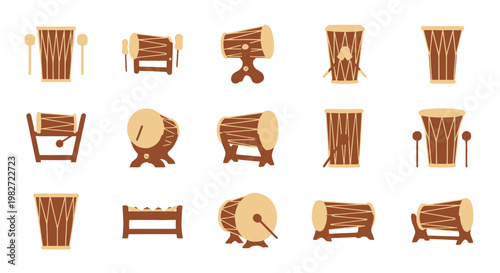 Collection of Traditional Ethnic Drums and Percussion Instruments
