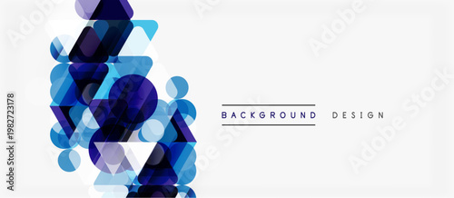 Abstract geometric shapes, blue tones, white space. Modern design element for backgrounds, presentations. Minimalist style.