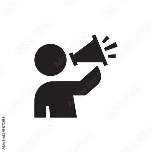 Person Speaking Into Megaphone Vector Icon
