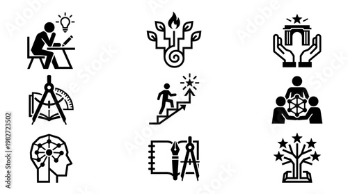 Vector Illustration of People Engaged in Creativity and Growth Activities in Modern Style