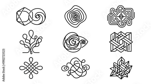 Abstract Geometric Pattern Collection of Modern Line Art Designs in Vector Illustration Format