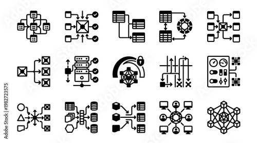 Vector Illustration Of Technology Network Diagram With Nodes And Connections In Modern Style