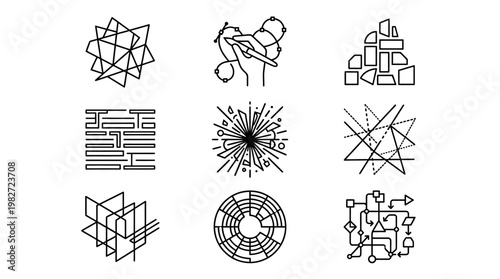 Vector Icon Set of Geometric Abstract Symbols for Digital Design and Creative Projects