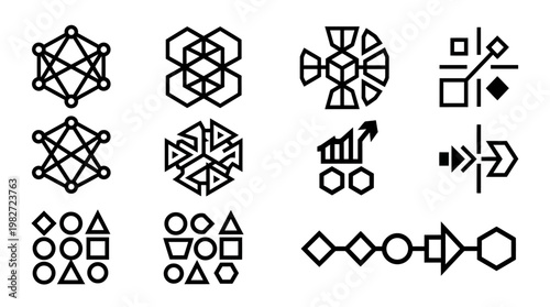 Set of Modern Icon Symbols for Technology, Communication and Digital Interface Design