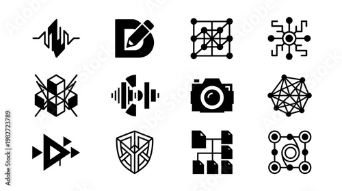 Set of Modern Technology Icons for App and Web Design in Flat Style