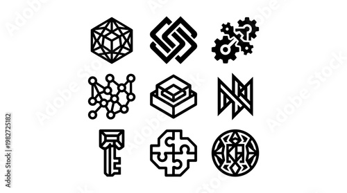 Set of Modern Vector Icons for Business, Technology, and Communication Concepts