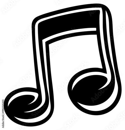 Musical Note Black and White Graphic Shape Icon Symbol Decoration Element