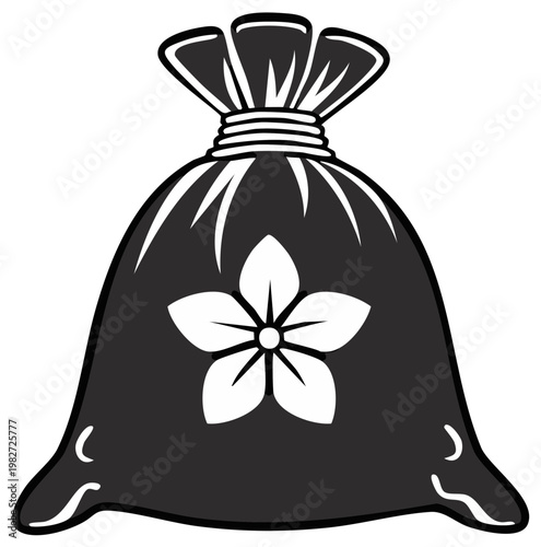 Traditional Japanese bag with floral emblem graphic illustration cultural symbol