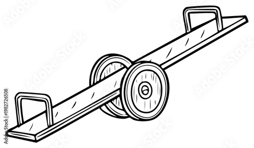 Simple cartoon seesaw with wheels illustration for playground fun and childhood games