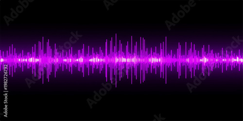 Abstract blue digital sound wave equalizer with glowing light frequency lines on a dark background representing audio technology and music studio pulse waveforms in a modern vector design