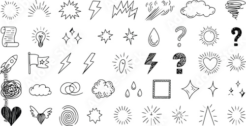 Stages of working on a laptop with bearded man, workflow process from thinking to typing and completing tasks vector illustration