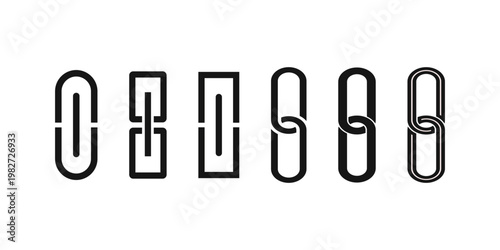 A collection of graphic link chain icons and symbols demonstrating connectivity and connection concepts