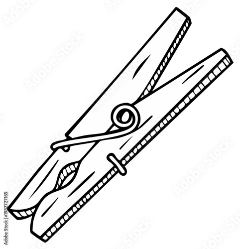 Simple illustration of a wooden clothespin clip for hanging laundry on a clothesline