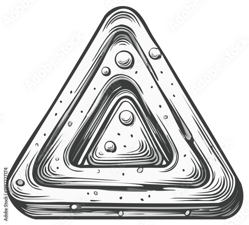 Artistic Hand Drawn Triangular Rack for Pool Balls Isolated in Black and White
