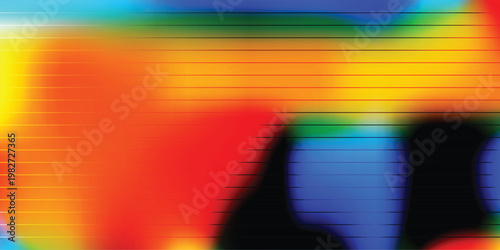 Abstract glitch background with vibrant rainbow gradients, distorted scanline texture vector, colorful digital noise and motion blur effect