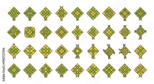 Ketupat Collection: Traditional Diamond-Shaped Rice Cakes for Festive Occasions