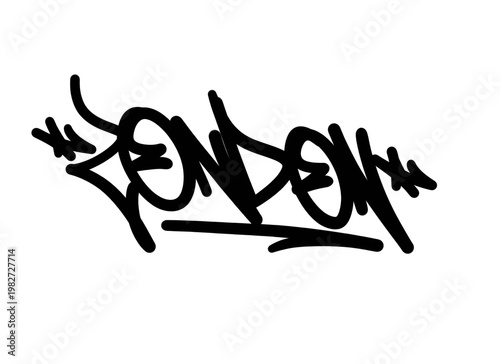 textured graffiti tagging letter LONDON city name isolated design in black