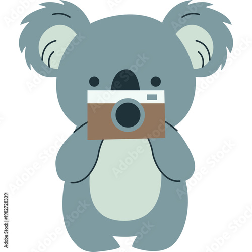Cute Koala Holding a Camera Illustration