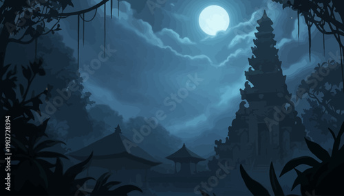 night landscape with moon