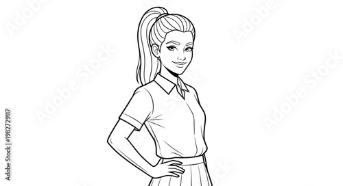 Young Woman Standing Confidently with Hand on Hip.