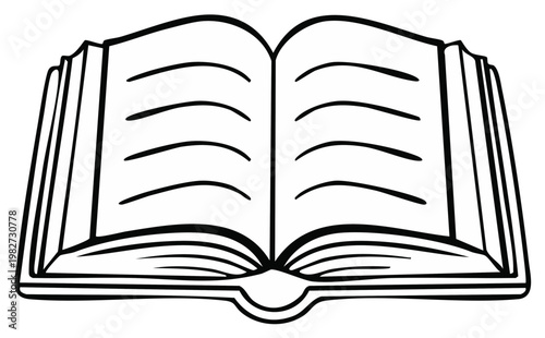 Open book outline drawing for educational or storytelling projects illustration