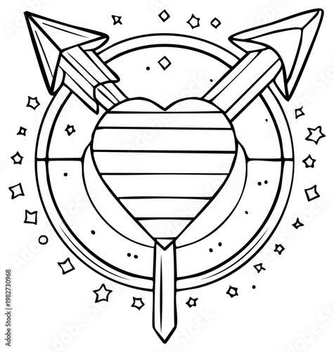 Transgender Pride Symbol Doodle Heart and Arrows in Circle LGBT Awareness