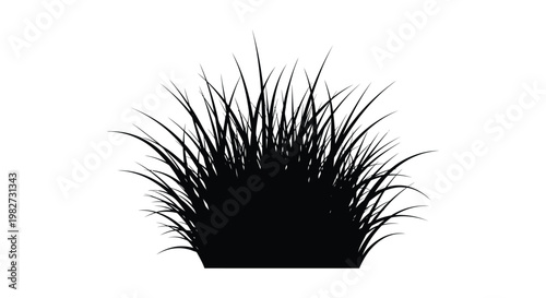 A striking black silhouette of tall grass blades against a white background silhouette