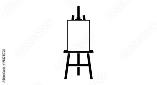 Simple black and white illustration of an artist s easel