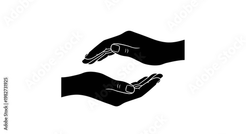Two black hands forming cupped shapes facing each other