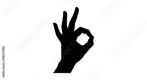Silhouette of a hand making the ok gesture with fingers