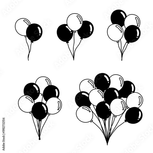 Monochrome balloon set vector