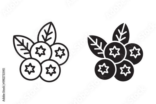 Organic Blueberry Symbol for Agriculture and Natural Food Branding