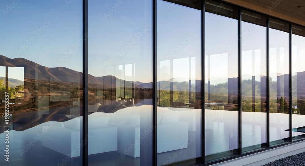 Fototapeta premium A Spectacular Modern Luxury Infinity Pool Dramatically Overlooking a Breathtaking Mountain Landscape .