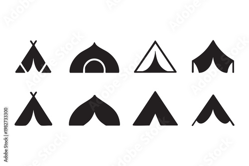 Camping Tent Icon Set for Outdoor Adventure and Travel Design