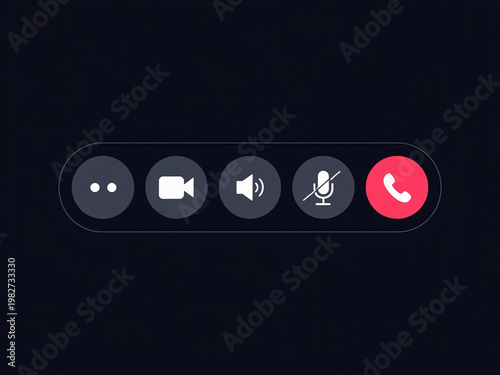 A smartphone screen displays a video call interface with various buttons and icons