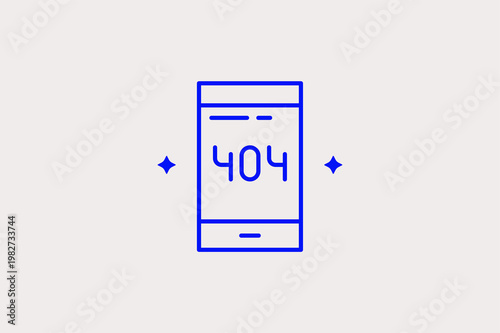  Smartphone displaying a 404 error shows a broken mobile link or page. Practical Vector Illustration is ideal for web troubleshooting and mobile app error messages.
