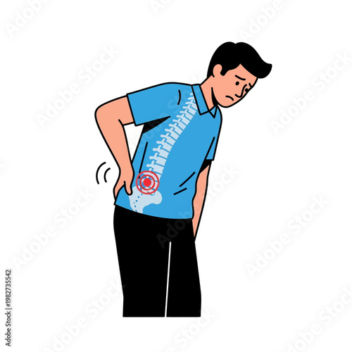 Man with back pain, lower back pain, spine problem, pain relief concept