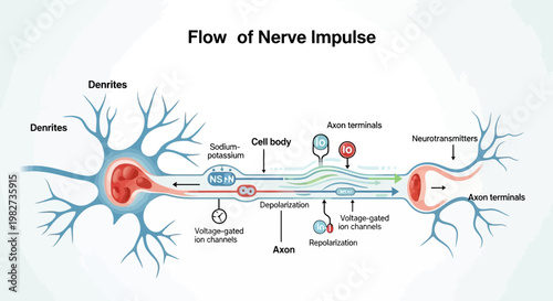 The flow of a nerve impulse through neurons occurs rapidly within the nervous system.