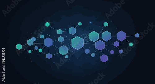 A vibrant network of interconnected hexagons floats in a dark space