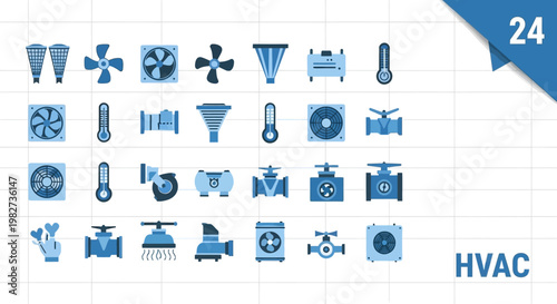 Hvac system components a collection of icons representing climate control technology