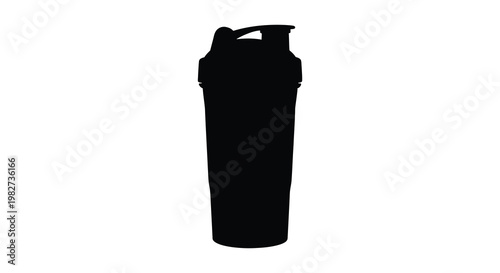 A black silhouette of a sports bottle often used for protein shakes silhouette