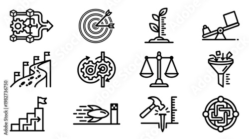 Vector Icon Set of Science and Technology Symbols for Innovative Digital Concepts