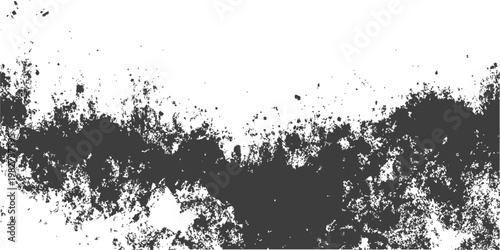Black and White Grunge Distress Texture Vector Background with Splatter and Grainy Effects